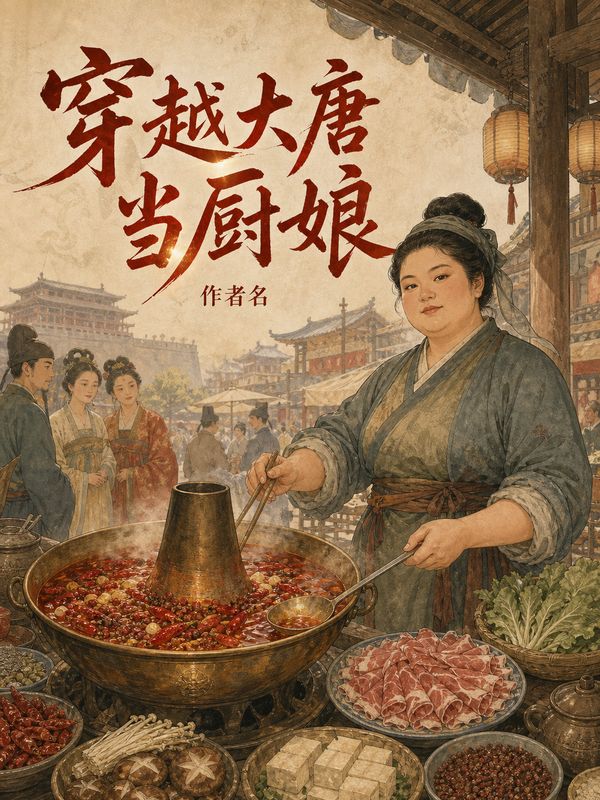 古言小说封面模板:穿越大唐当厨娘