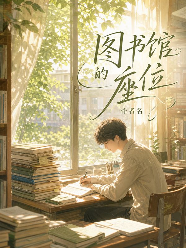 校园小说封面模板：图书馆的座位
