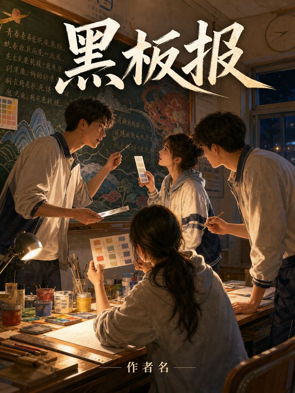 校园小说封面模板：黑板报