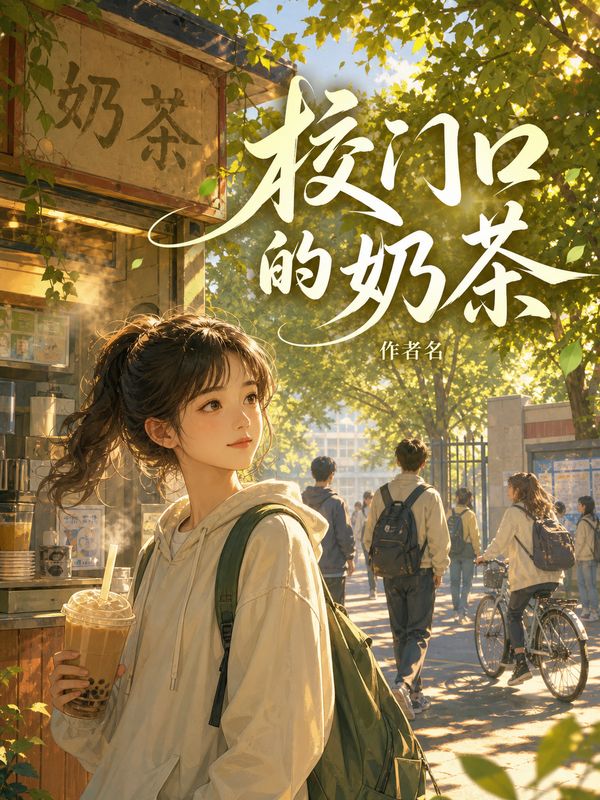 校园小说封面模板：校门口的奶茶