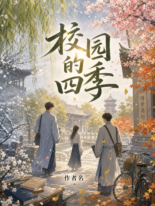 校园小说封面模板：校园的四季